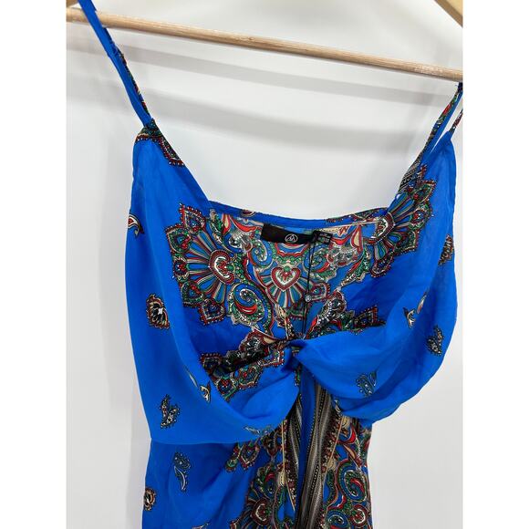 Missguided Blue Paisley Print Twist Front Cami Tank Dress Women's Size 6 NWT - Picture 5 of 13